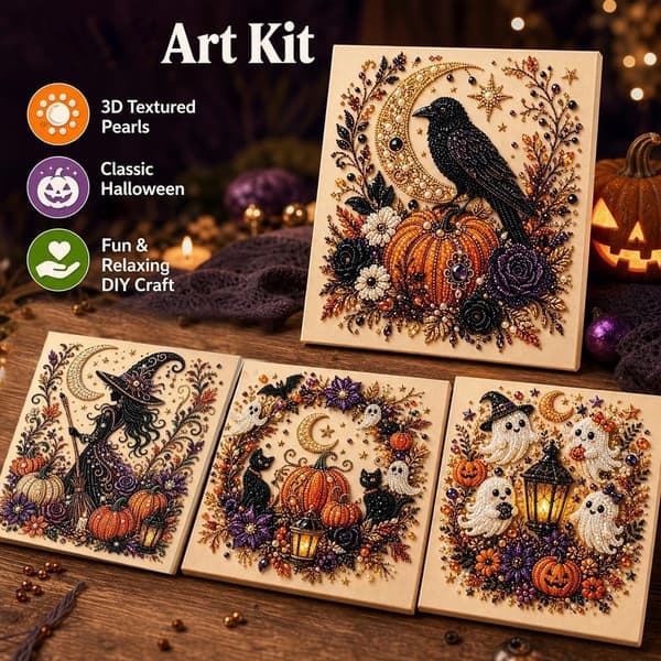 Halloween 3D Perle Spøgelse Diamant Maleri Sæt 20x20cm, DIY Kunst, Festgave Græskar Pumpkin