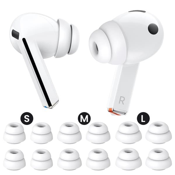 Silikone ørepropper med støvnet til Galaxy Buds 3 Pro / Buds 4 Pro, (S/M/L), 6 par White