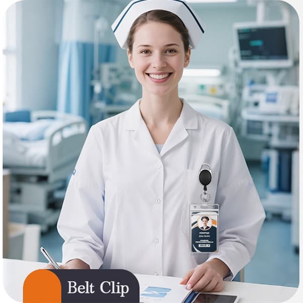 Arbeids-ID-klips - vanntett snelle med snor Svart