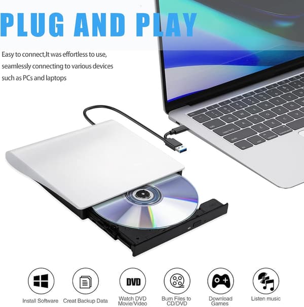 Extern CD/DVD-enhet - för Mac-laptops, USB 3.0-enhet