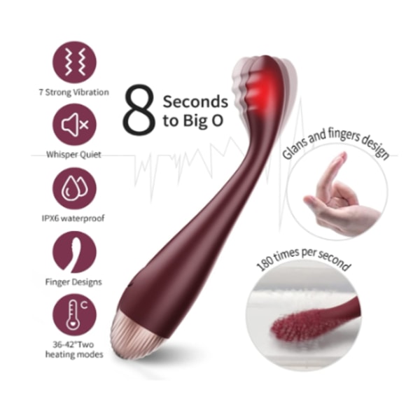G Spot Clitoral Vibrator, Quick Orgasm Finger Vibe med 7 vibrationer och 2 uppvärmningslägen (brun)