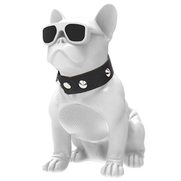 French Bulldog Portable Dog-högtalare, FM-radio, MP3 (vit)