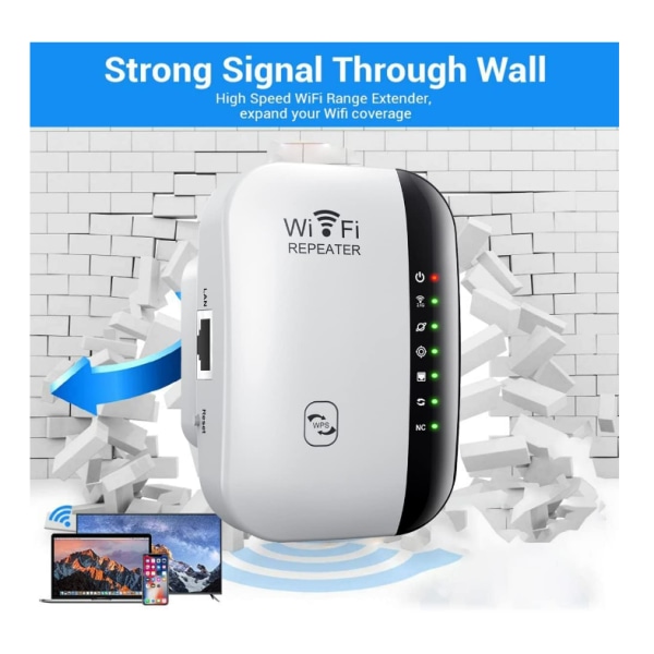 WiFi Booster Range Extender 300Mbps 2,4GHz stöder flera lägen (vit)
