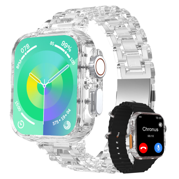 Chronus Smart Watch Bluetooth -anslutning Multifunktionell Fitness Tracker med Pulsmätare Svart