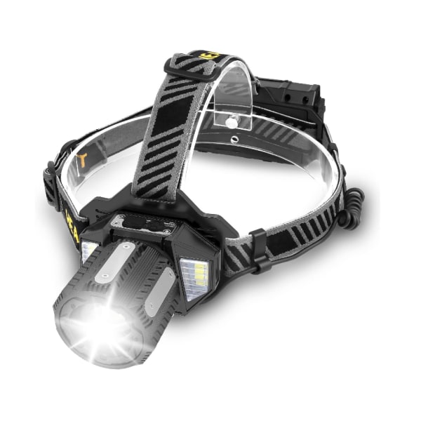 Chronus uppladdningsbar vattentät LED-strålkastare, 8+2 lägen (svart)