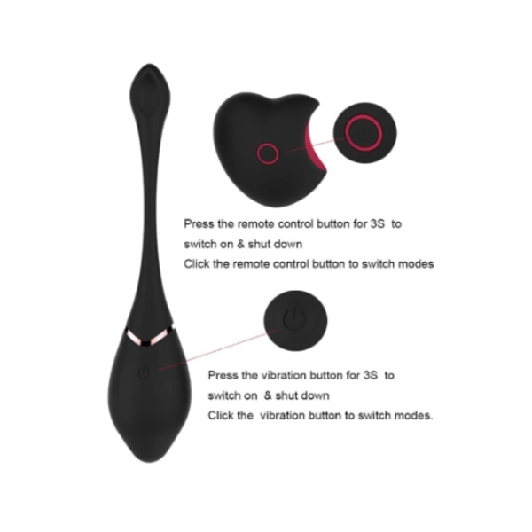 Bullet Vibrator, G Spot-stimulator med fjärrkontroll och 10 vibrationslägen Vibrerande ägg (svarta)