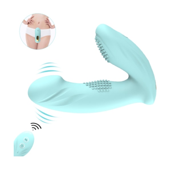 Butterfly Dildo Portable Vibrator, Vibratorer för hennes G-punkt och klitoris med fjärrkontroll, sexleksaker, presenter för kvinnor, blå