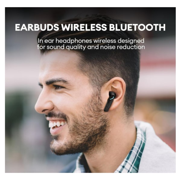 Chronus trådlösa hörlurar brusreducerande Bluetooth 5.4 Energibesparande IPX5 Vattentät för Android/iOS-telefon (svart)