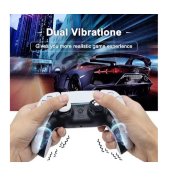 Chronus PS4 trådlös handkontroll, Dual Vibration, Touch Pad, Inbyggd högtalare, för PS4/Slim/ Pro/PC (Vit)
