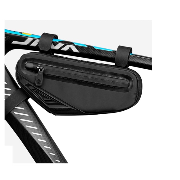 Cykelväskor Cykelramväska, vattentät triangelväska med stor kapacitet Mobiltelefonhållare Cykeltillbehör (svart)