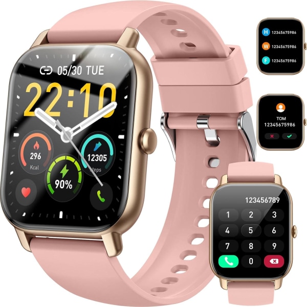 Smart Watch with Calls 1,85' IP68 Vattentät Fitness Tracker (guld)