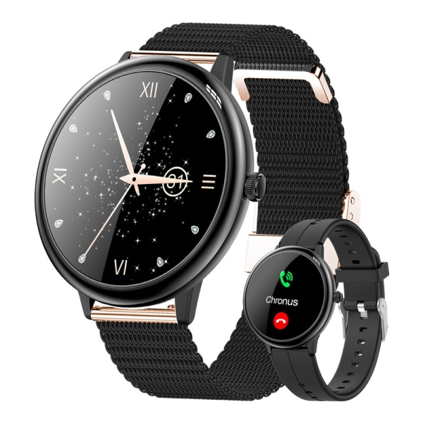 Chronus Smart Watch R8 Women Health Sport Smart Watch med puls (svart）