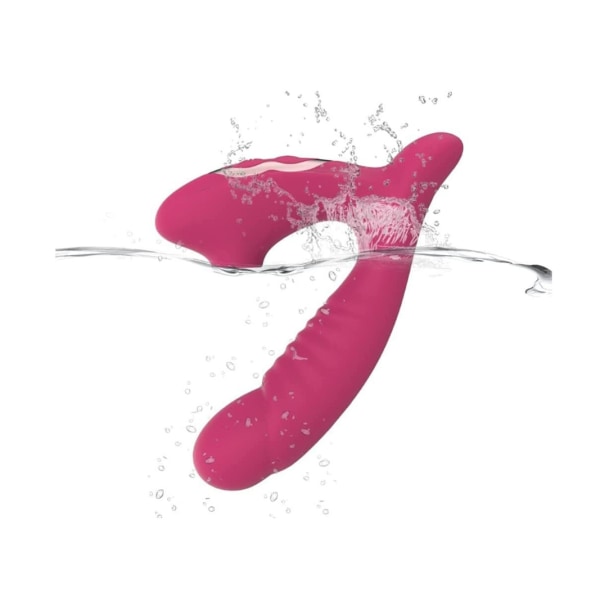 Handhållen elektrisk klitorisstimulator Uppladdningsbar slickande och sugande leksaker Vattentät massageapparat sextunga för kvinnor, Röd