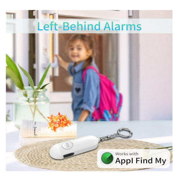 Personligt larm för kvinnor med Apple Find My APP, USB uppladdningsbar 130dB (endast iOS, vit)