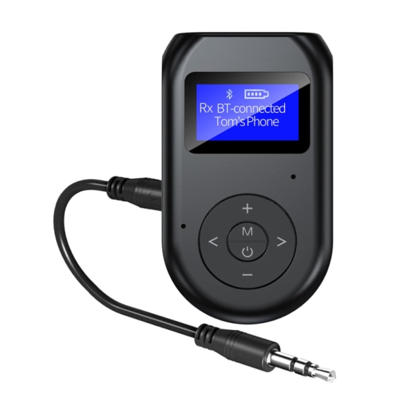 Chronus Bluetooth 5.0 3-i-1 sändare/mottagare: aptX Low Latency, 3,5 mm trådlös, laddningsbar för TV (svart)
