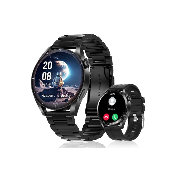 FW03 Smart Watch Men Bluetooth Call 1,39 tum TFT 300mAh Vattentät Svart+Mörk