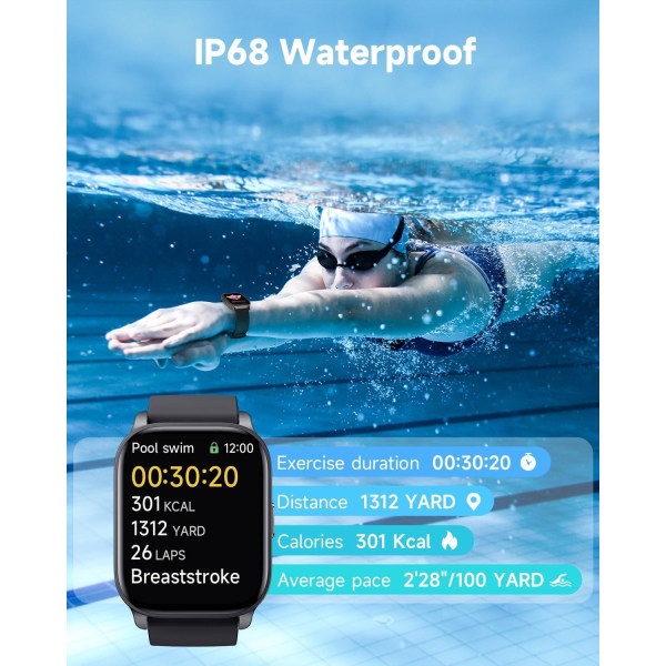 Smart Watch Fitness Tracker med samtal 100 övningar IP68 Vattentät (grön)