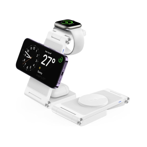 Chronus magnetisk reseladdare för iPhone 15-12, watch, AirPods (vit)