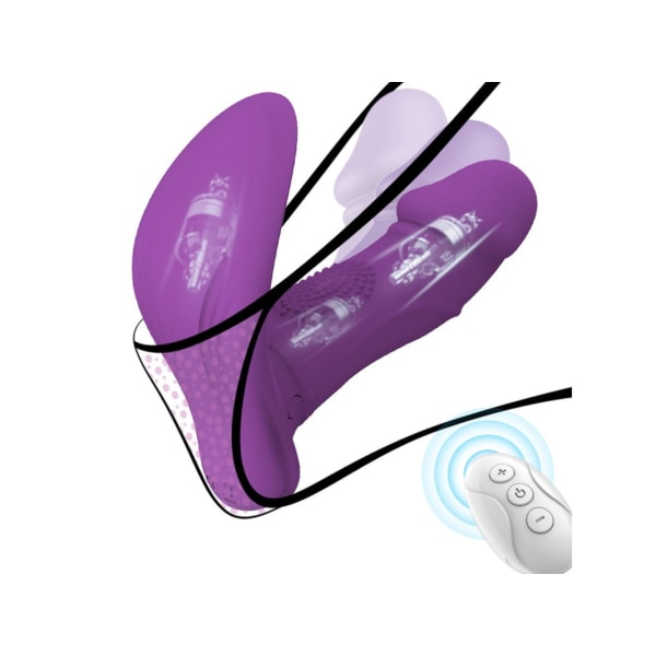 Sexleksaker Clitoral Dildo Spänne och Wave med vibratorer för G-punkt och anus, Fjärrkontroll, Sexleksaker, Presenter för kvinnor, Lila