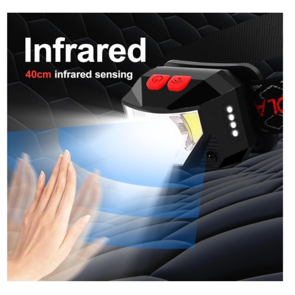 Uppladdningsbar strålkastare 2-pack med rörelsesensor (svart)