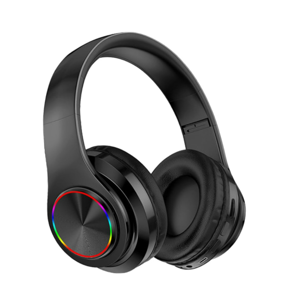Bluetooth hörlurar Over-Ear, hopfällbara trådlösa och trådbundna stereomjuka hörselkåpor & lättvikts(svart)