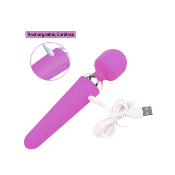 Massager 10x Kraftfull Extreme Power Multi-Speed ​​Sladdlös USB Uppladdningsbar Vattentät handhållen kropp (lila)