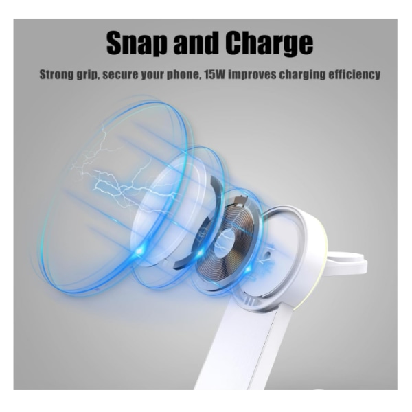 Vikbart Mag Safe Charger Stand för iPhone Pro Max (Vit)