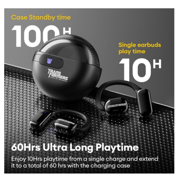 Chronus Open Ear Headphones Trådlösa Bluetooth 5.4, 60H Playtime Sport Earbuds Trådlösa med HD Mic Öronkrokar, Over Ear-hörlurar Vattentäta (svart)