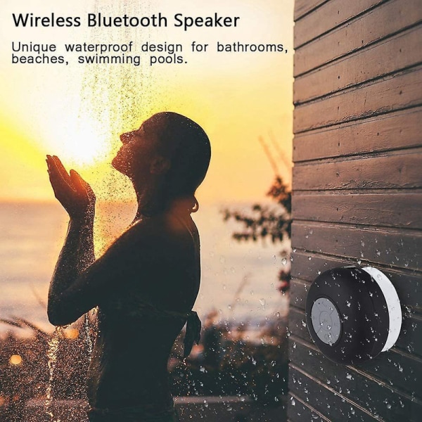 Bärbar vattentät trådlös Bluetooth högtalare - Sugkoppsdesign - Inbyggd mikrofon - Tablettställ (Noir)