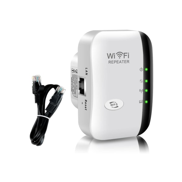 WiFi Range Extender 2,4 GHz 300 Mbps signalförstärkare (vit)