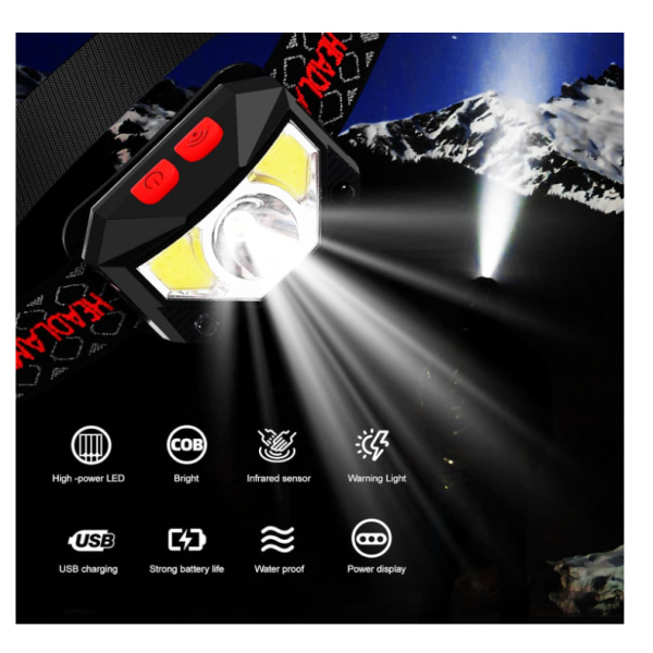 Uppladdningsbar strålkastare 2-pack med rörelsesensor (svart)
