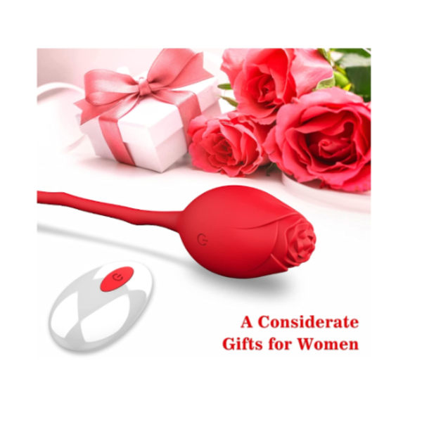 Rose leksaker för kvinnor, klitorisvibrator med 10 retande lägen. Vibrerande ägg med svans, röd