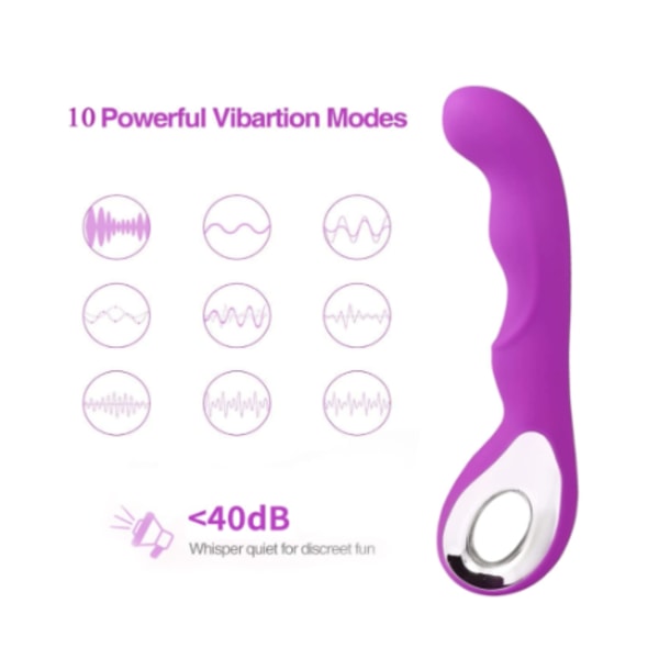 G-Spot Vibrator med 10 vibrationslägen, Sexleksak för vuxna, Uppladdningsbar Vibrator Dildo med fast skaft, Lila