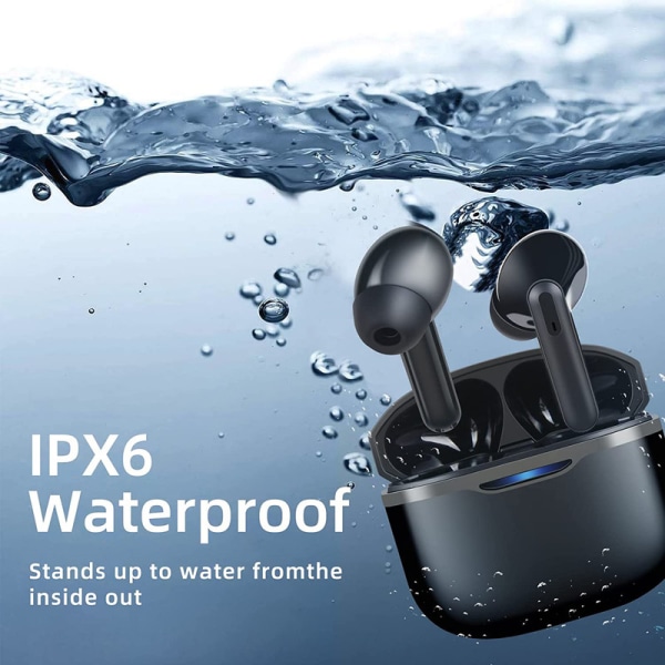 Chronus trådlösa hörlurar Bluetooth 5,3 tums in-ear lätta hörlurar Inbyggd mikrofon, IPX6 vattentät, kompatibel med Android, iPhone