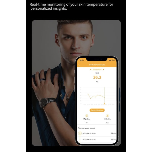 Chronus Smart Ring Sleep Fitness Tracker med flera övervakningsfunktioner Laddbox 19# (silver)