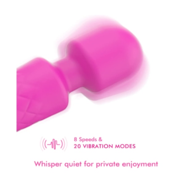 Uppladdningsbar personlig massageapparat för kvinnor -20 mönster och 8 hastigheter (rosa)