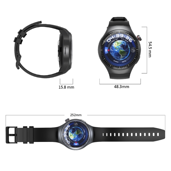 Chronus Smart Watch 4G Fristående samtal GPS Inbyggt16GB minne Multisportlägen Smart Watch Telefon Röd