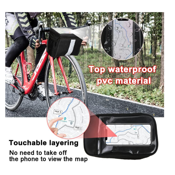 Cykelstyrväska, isolerad thermal cykelkylare Vattentät cykelväska med pekskärm Telefonhållare Utomhuscykeltillbehör (svart)