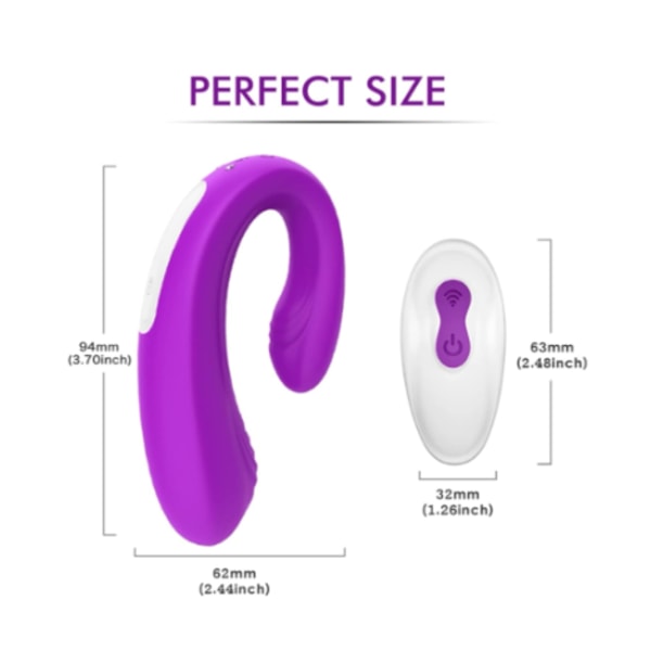 Uppladdningsbar klitoris- och G-punktsvibrator, vattentät parvibrator med 9 kraftfulla vibrationer, lila