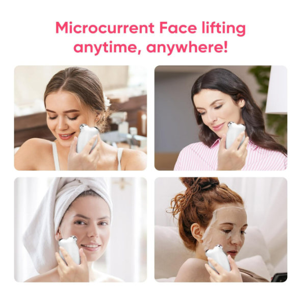 Mikroströmsansiktsenhet, USB -uppladdningsbar ansiktsmassager/ansiktsskulpteringsverktyg/ansiktslyftenhet, anti-aging, huduppstramning och föryngring (vit)