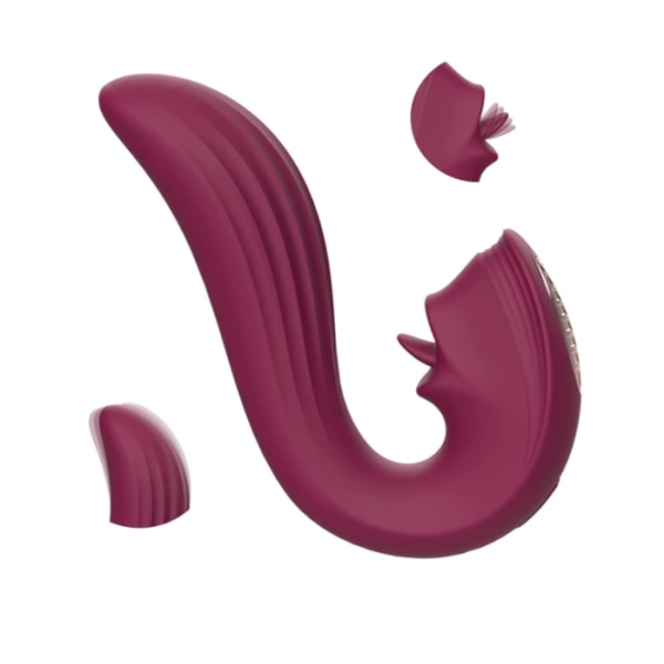 Clitoris G-punkt kaninstimuleringsvibrator sexleksak för kvinnor, uppladdningsbar realistisk dildotungvibrator med 9 vibrationslägen, röd
