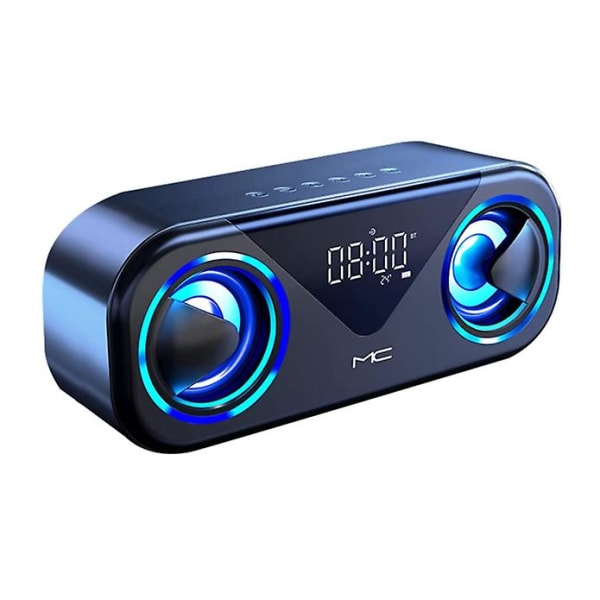 Bluetooth 5.0-högtalare, subwoofer, anpassat larm, 20-timmars uppspelning (svart)