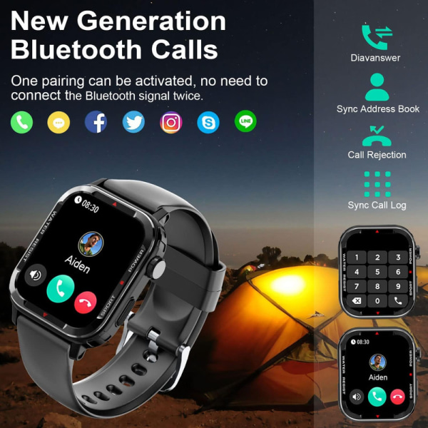 Smart Watch, 1,85 tums Fitness Tracker, Outdoor Sports Watch, För Android iPhone