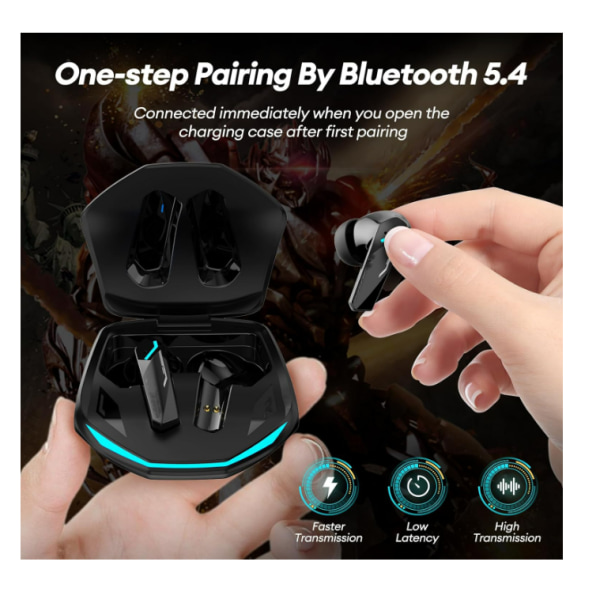 Chronus trådlösa hörlurar brusreducerande Bluetooth 5.4 Energibesparande IPX5 Vattentät för Android/iOS-telefon (svart)