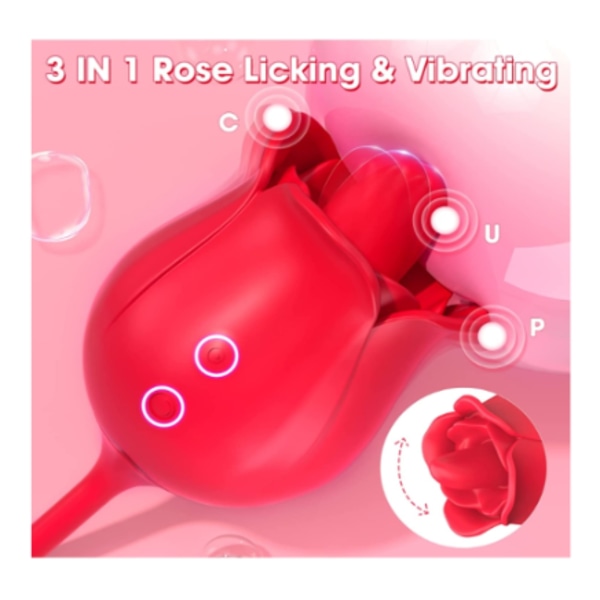 Rose Toy Vibrator för kvinnor, tungslickande vibrator med vibrerande ägg, G Spot Rose Vibrator, Rosa