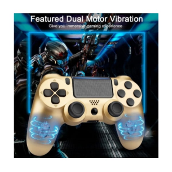 Chronus PS4-kontroll för Playstation 4, bra joystick/spelplatta, med laddningskabel och motorer (guld)