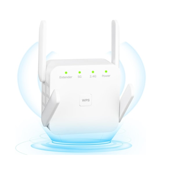 WiFi Repeater & Extender täcker 3000sq.ft & 45 enheter (vit)