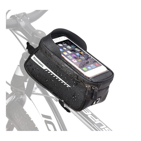 Cykelväska för elcykel, Vattentät cykelramsväska med cykeltelefonhållare, TPU cover, Lämplig för telefoner under 6,5" (svart)