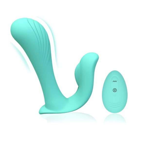 Bärbar trosvibrator för G Spot klitorisstimulering, vibrerande trosor med fjärrkontroll med 10 vibrationslägen, blå
