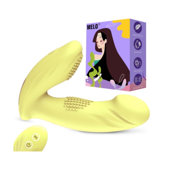 Butterfly Dildo Portable Vibrator, Vibratorer för hennes G-punkt och klitoris med fjärrkontroll, sexleksaker, presenter för kvinnor, gul
